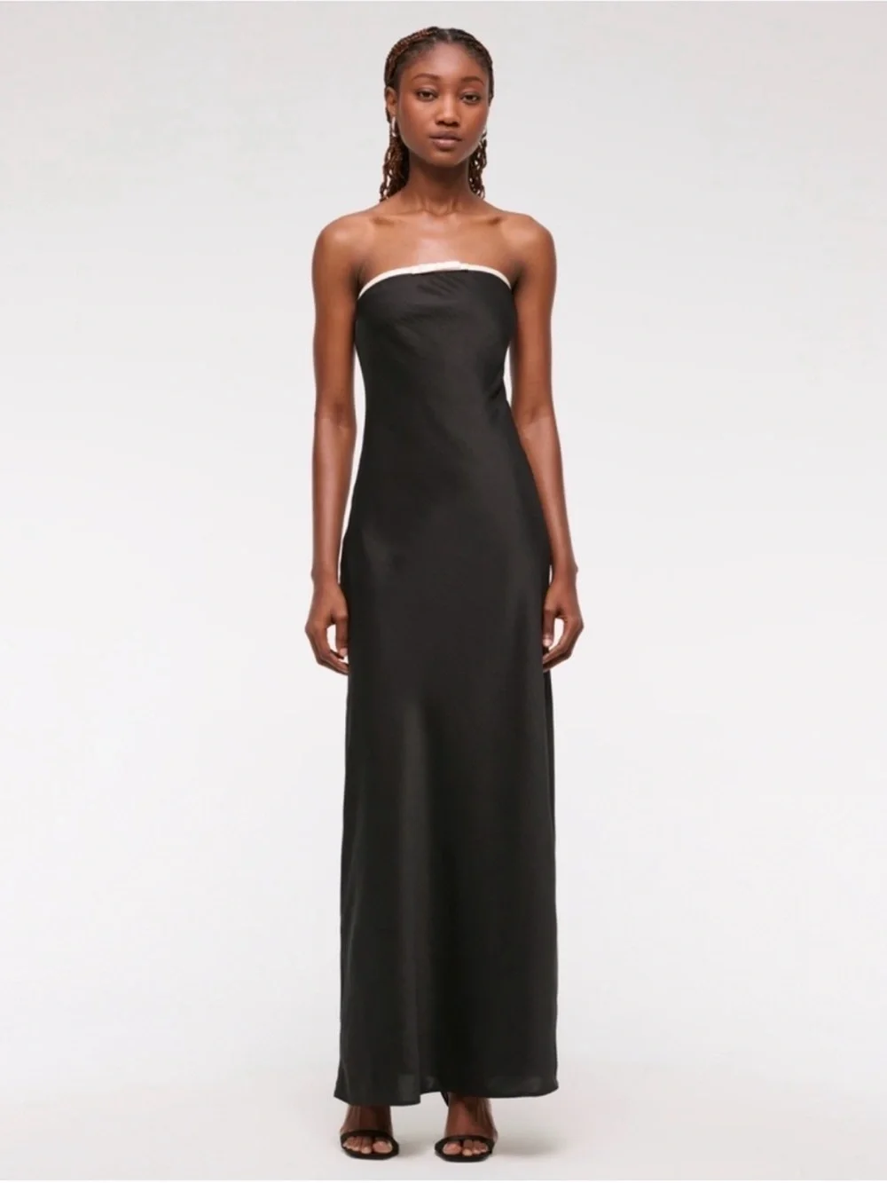 Abercrombie & Fitch Strapless Black Maxi with White Trim